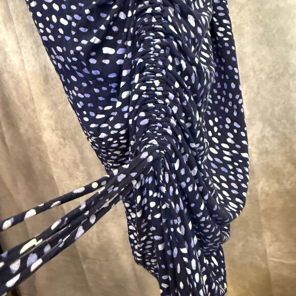 Torrid Super Soft Knits Maxi Scrunch Dress Size 1 (14/16) Navy Blue white Print - Picture 7 of 11
